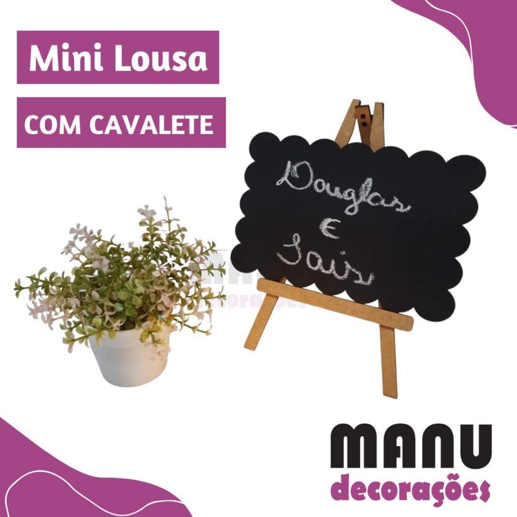 Lousa Decorativa de Mesa com Cavalete / Mini Lousa Giz para Decoração