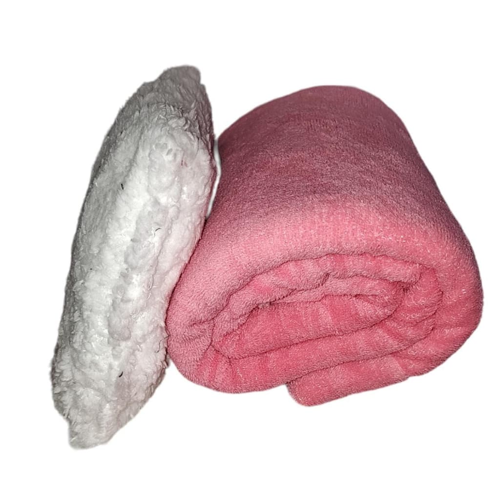 Kit MANTA DE SHERPA PET DUPLA FACE  95 X 75 Cm E ALMOFADINHA 23 X 20 Cm