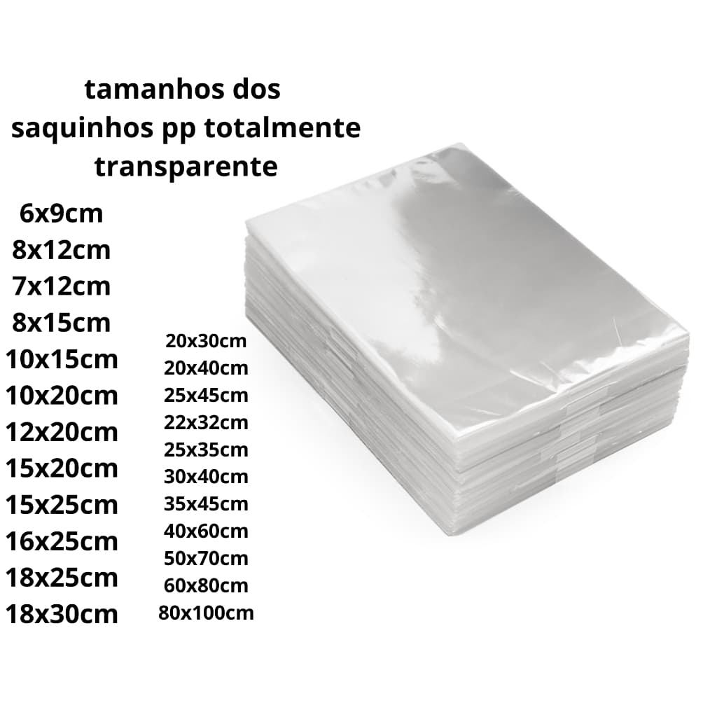 kit 100/50pçs saco cristal plástico poli transparente pp tipo celofane varias medidas bopp