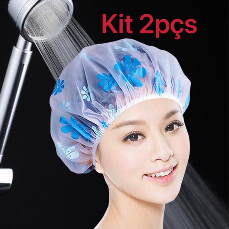 Touca de banho Kit 2 pçs plástico a prova d’agua para adulto 26*26cm