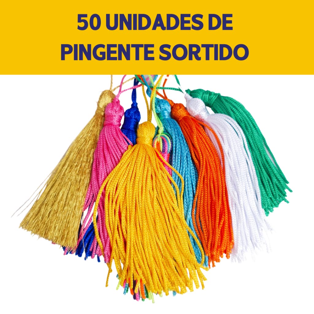 Pingente Tassel de Seda 7cm Sortido Para Artesanato 50 Uni | Ideal para Lembrancinhas e Decoração