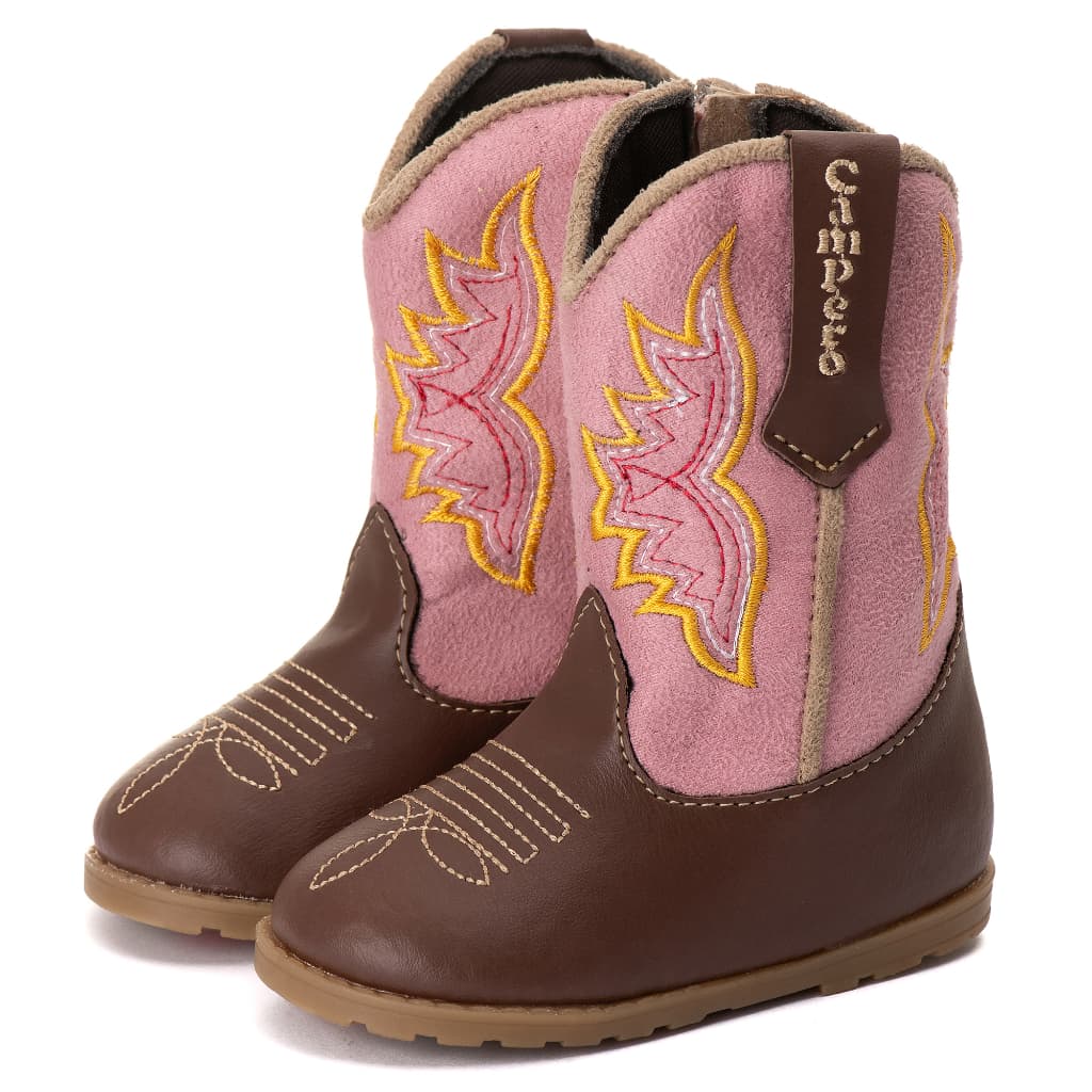 Sapatinho Botinha Texana Infantil Bebe Menina Rosa Country cano longo