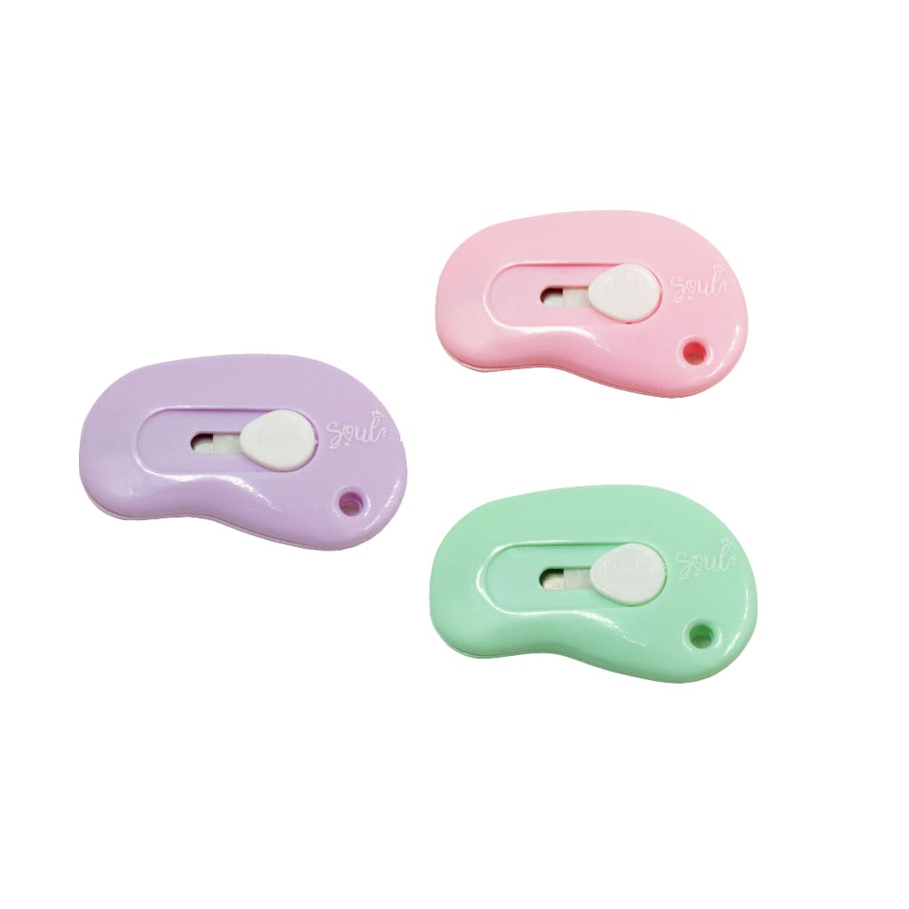 Mini Estilete Retrátil Redondo 3 Cores Escritório Brw - UNIDADE