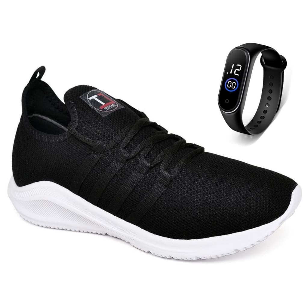 Tênis Academia Esportivo Corrida Caminhada Treino Conforto Leve + Relógio Envio Imediato