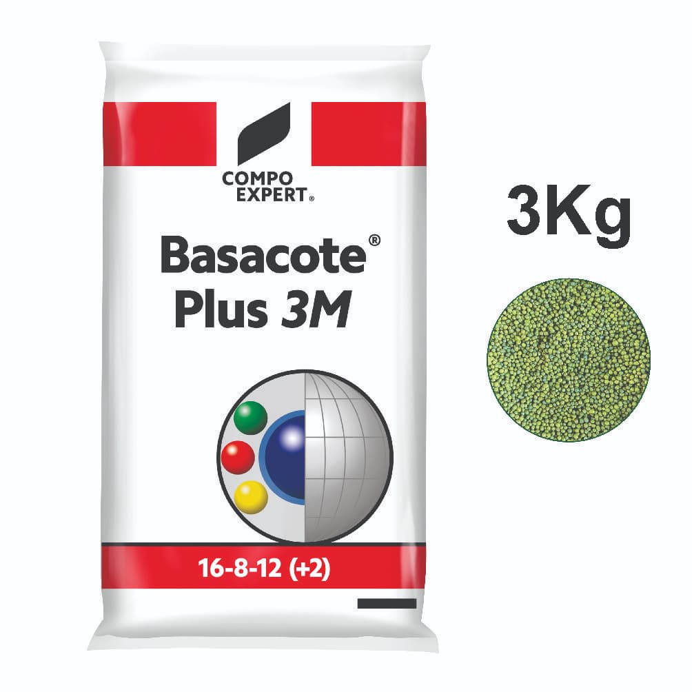 Basacote 3M 3Kg 16-08-12(+2) Adubo de Liberação Lenta, Ideal Para Suculentas, Orquídeas, Rosa do Deserto e Bonsai