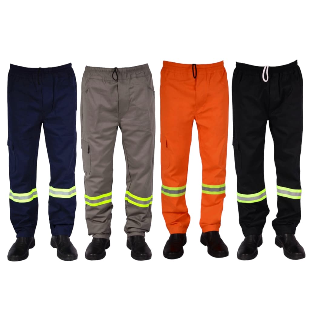 Calça Brim Trabalho Uniformes Profissional FAIXA REFLETIVA *Envio Imediato*
