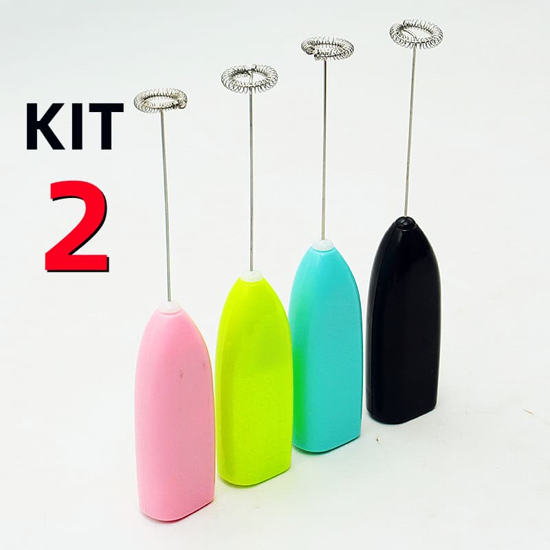 KIT 1/2 Mini Misturador Batedor Mixer Elétrico Para Claras de Ovos Leite Café Cores Sortidas