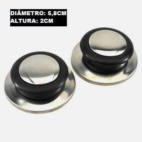 Conjunto 2 Pomel Pegador De Tampa Diâmetro 5,8cm Panela Aço Inox Baquelite Puxador Clink
