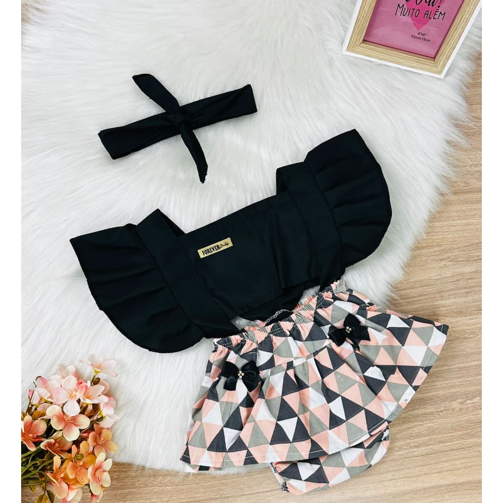 Romper Borboleta Preto c/ Estampa