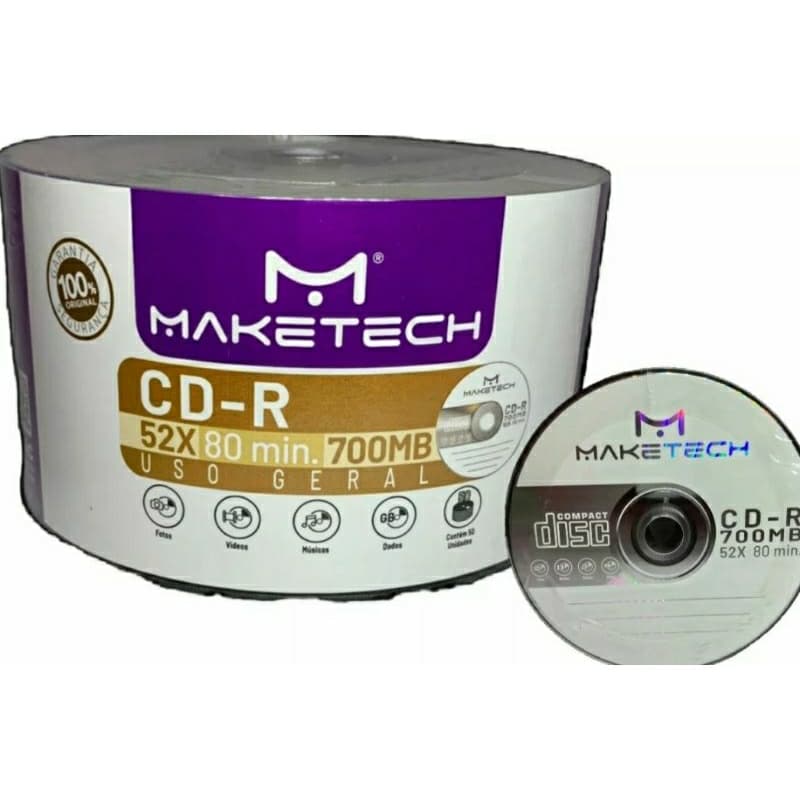 100 Cd-r Maketech Logo 700 Mb 80 Minutos 52x Original