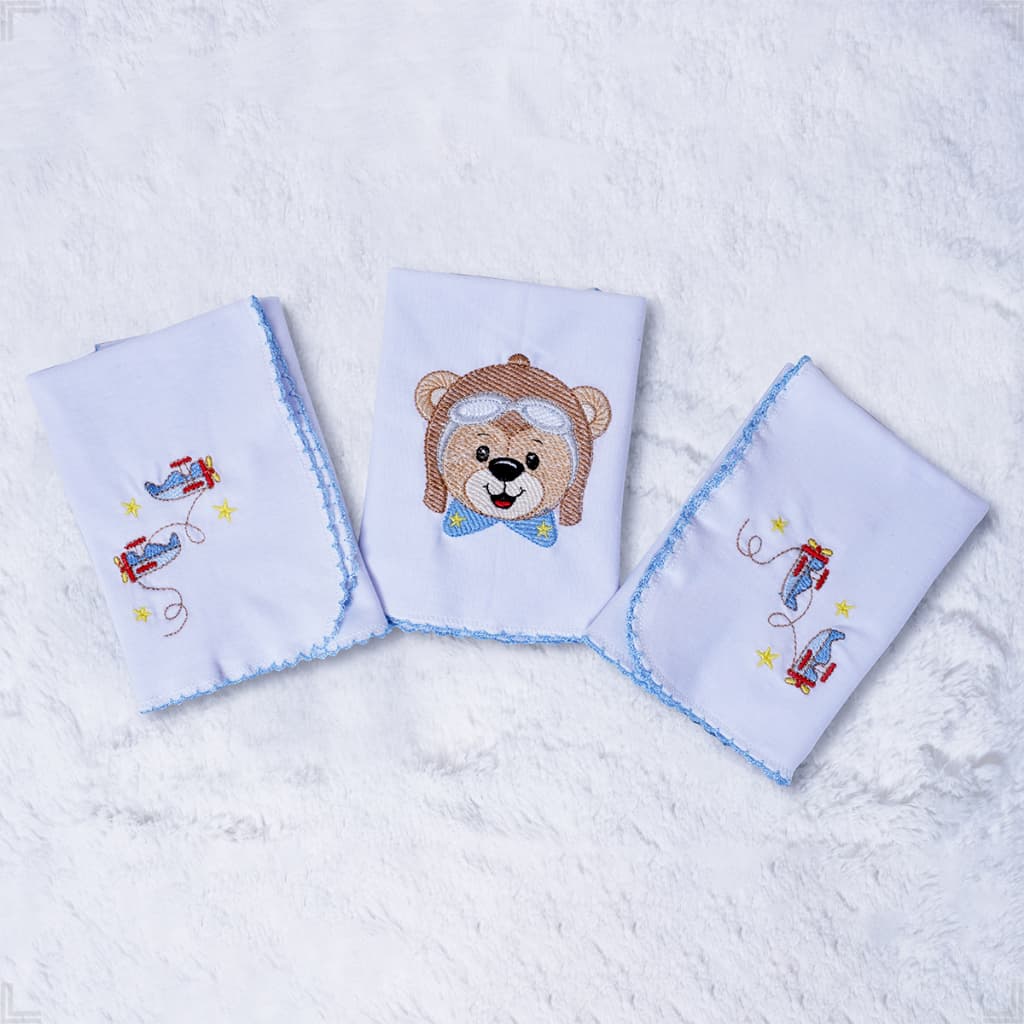 Fraldinha de Boca Babinha Aviador - Conjunto de 3