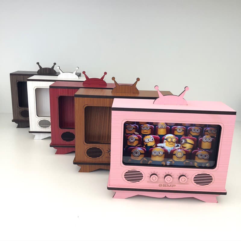 Tv Retrô Porta Celular Pintado Decoração Mdf