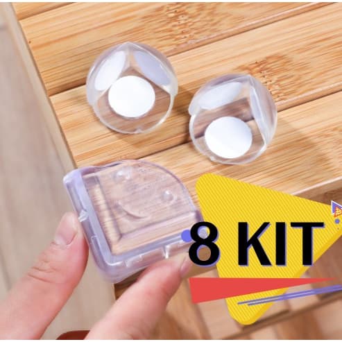 Kit 8 Protetor De Quina Silicone Mesa Segurança Para Crianças E Bebes Proteção Anti-colisão