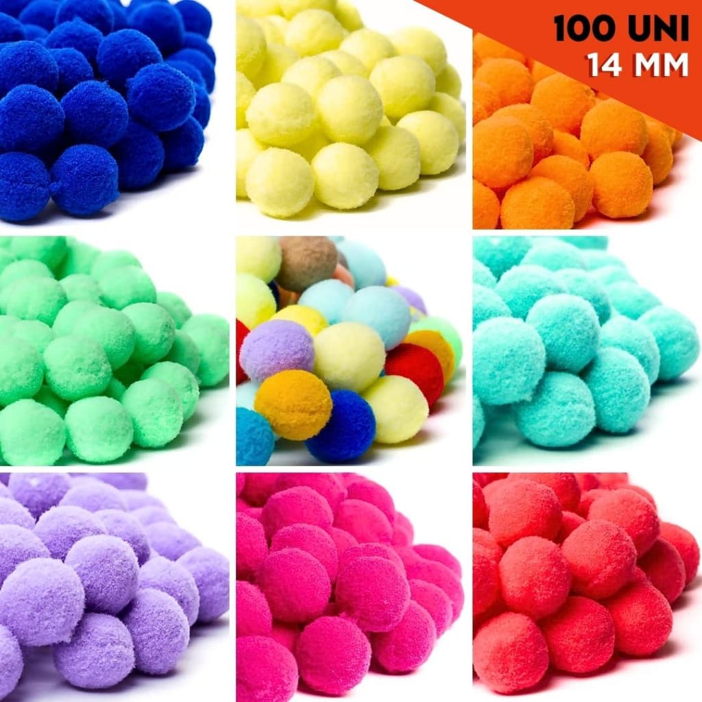 Pompom 14mm Poliéster C/100 UN | Ideal para Artesanato Decoração e Trabalhos Manuais - CRIAR