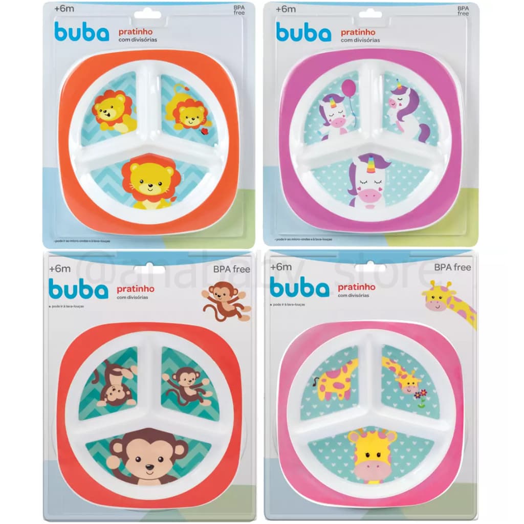 Prato com divisórias Macaco Animal Fun Pratinho Infantil Alimentação Buba Introdução