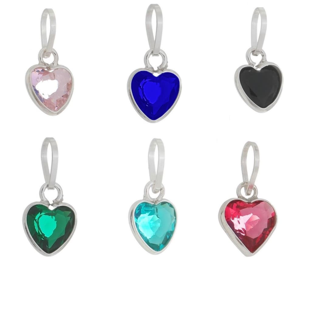 Pingente Feminino de Prata 925 Ponto de Luz Coração 6mm Diversas Cores