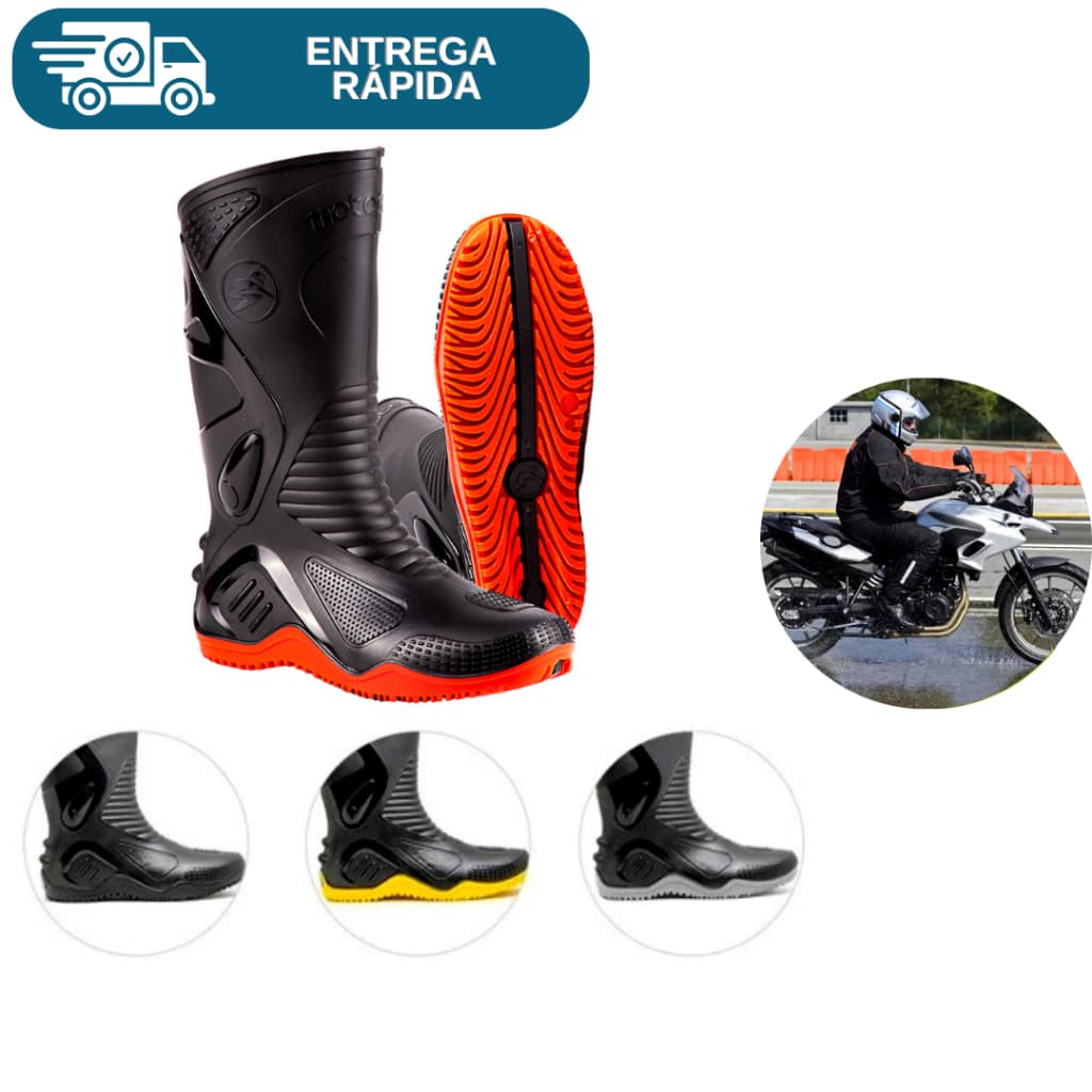Bota De Chuva 100% Impermeável Antiderrapante Motosafe Motociclista Motoboy Motoqueiro