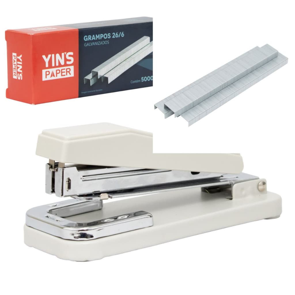 Kit Com Grampeador Rotativo De Metal Com 5000 Grampos 24/6 YinsPaper