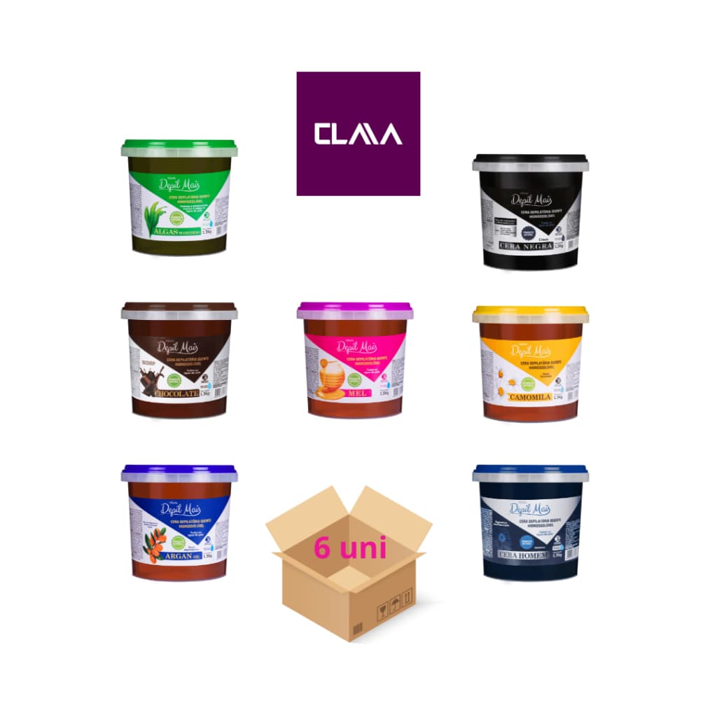 Cera Depilatória Quente Natural 1,300kg Hidrossolúvel - caixa com 6 unidades