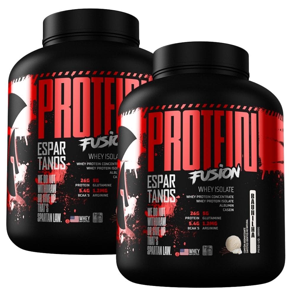 Kit 2x Protein Fusion Whey Protein Isolado 1800g Espartanos - Suplementos Massa Muscular