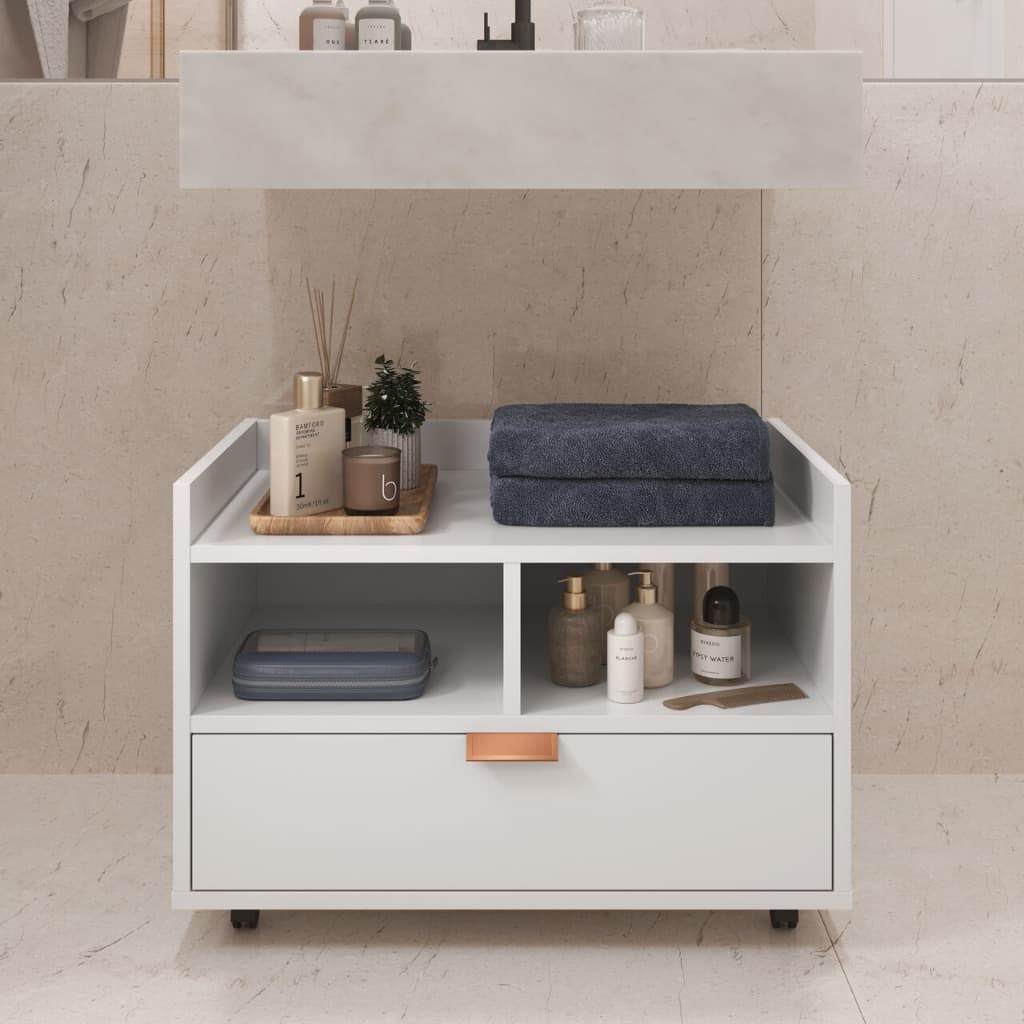 QUEIMA DE ESTOQUE PROMOÇÃO! Gabinete Armário Organizador Para Banheiro Lavabo Rodinhas BERLIM