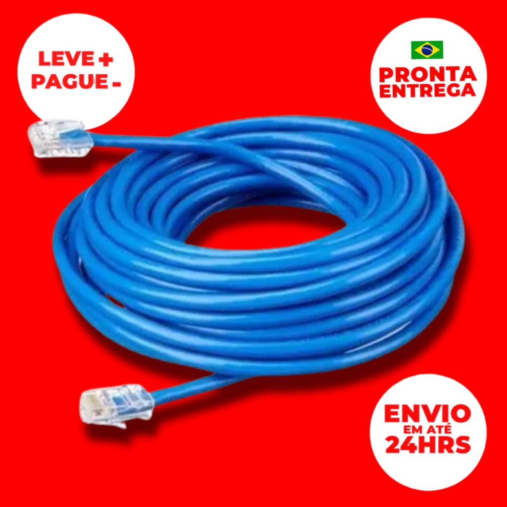 Cabo De Rede Internet Montado Rj45 Azul Patch Lan 10 15 20 30 Metro Crimpado