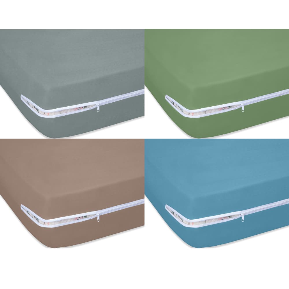 Capa Colchão Solteiro Com Zíper Malha 100% Algodão