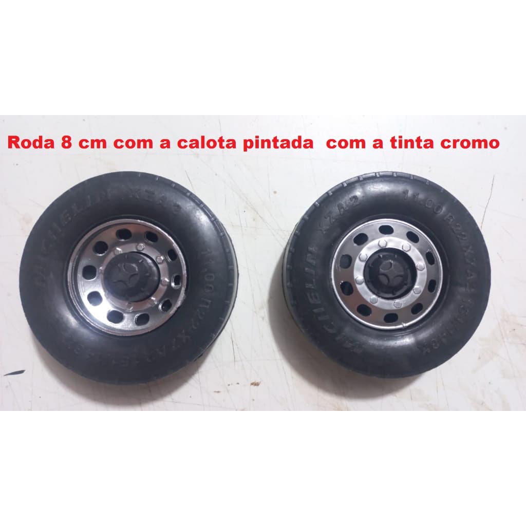roda 8 cm com a calota pintada com a tinta cromo 12 unidade