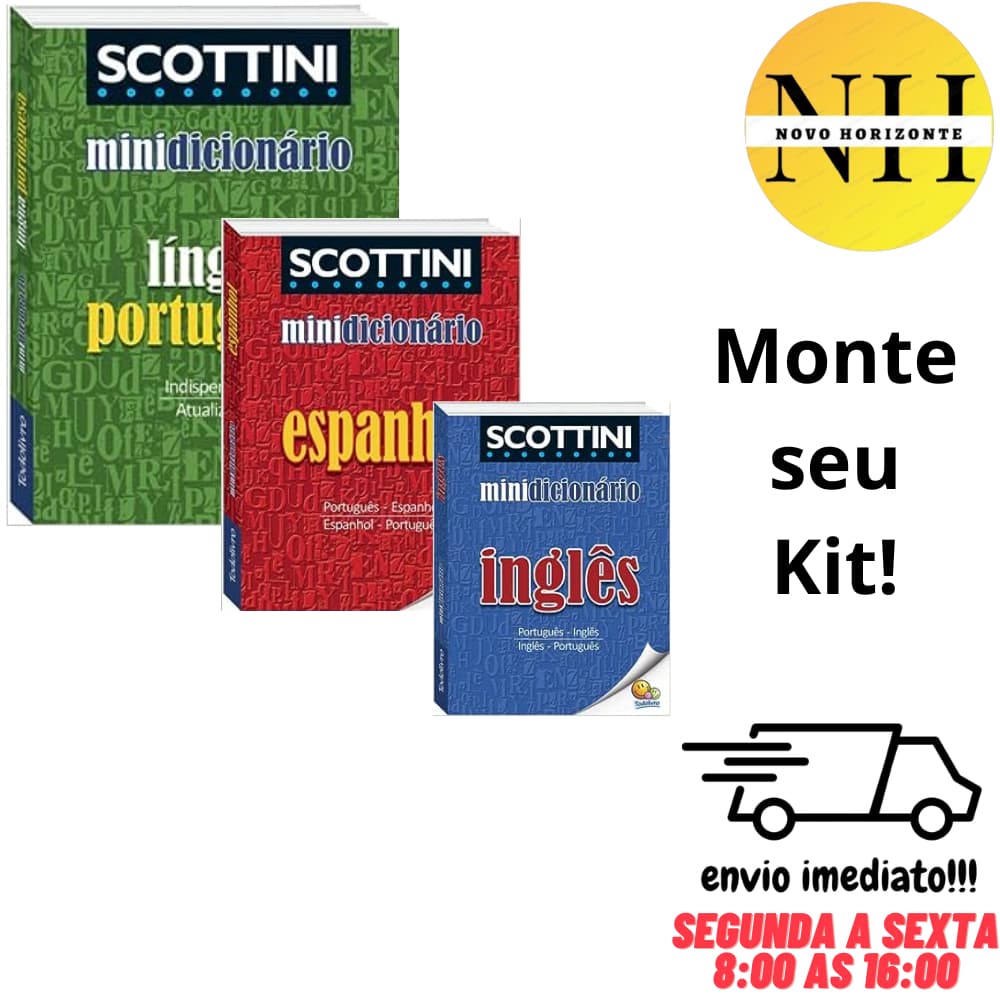 Mini Dicionário Português/Inglês/Espanhol Unidade ou Kit Escolar Papelaria