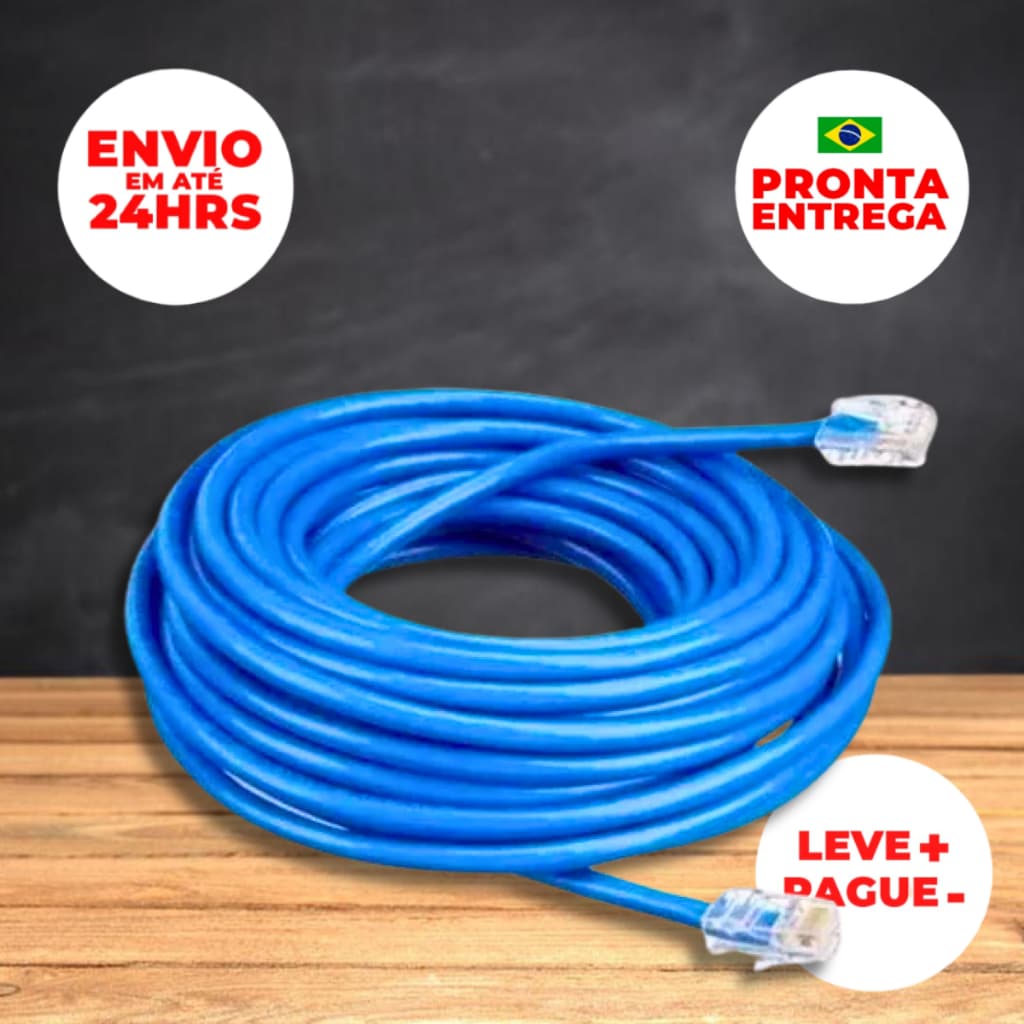 Cabo De Rede Rj45 10 15 20 30 Metros Rede Lan Azul Cat5 Montado