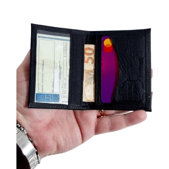 Carteira Porta Cartão e CNH Couro Legítimo Pequena. 50% Desconto