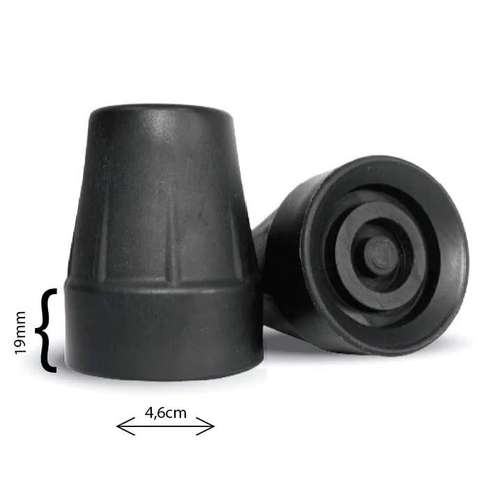 Kit 2 Ponteiras de Borracha Para Muleta Canadense Bengalas ou Auxiliar 19mm