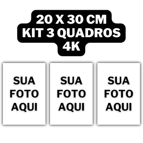 Kit com 3 Quadros decorativos personalizados com sua foto