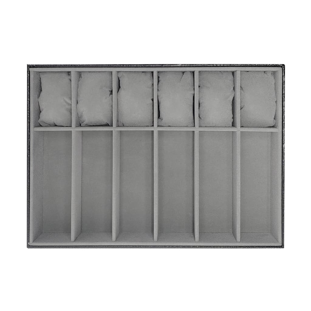 Bandeja Para Organizar 6 Óculos E 6 Relógios Preto Com Interno Cinza