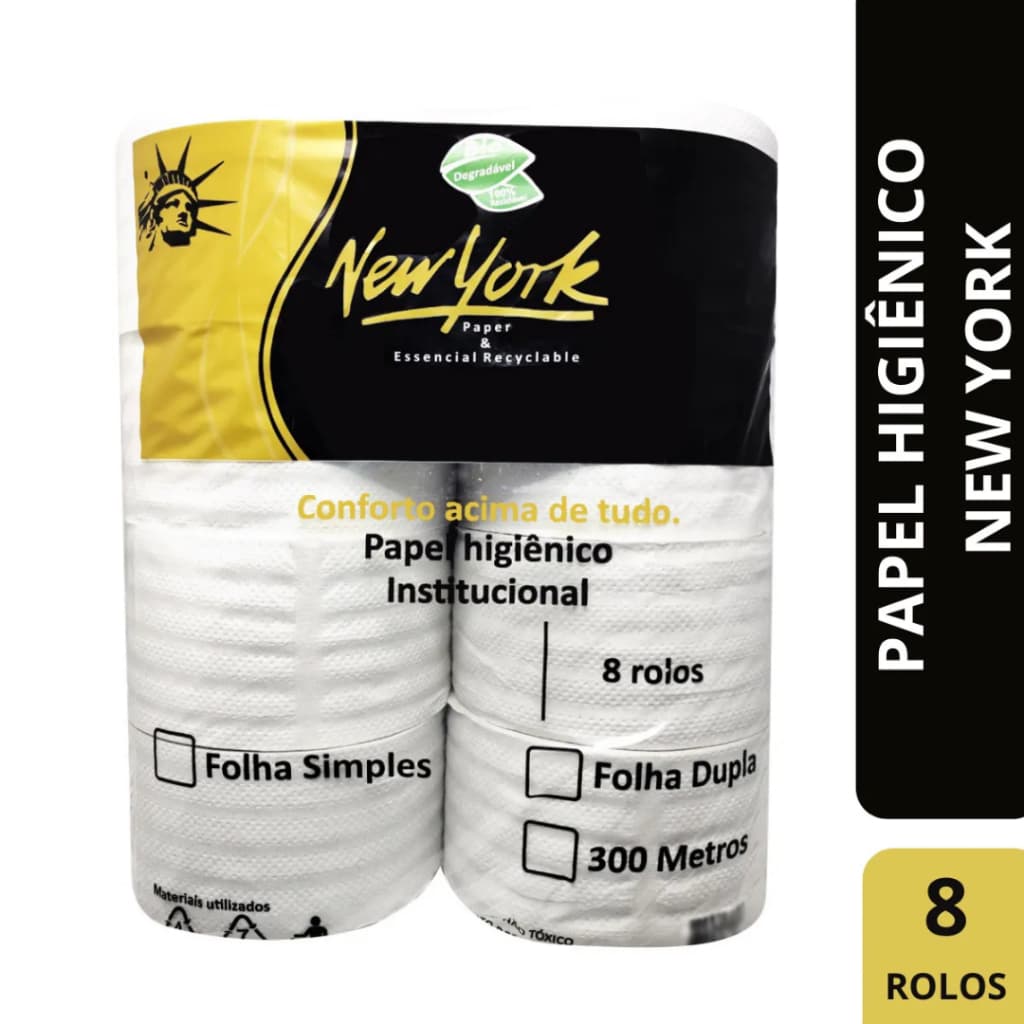 Papel Higiênico Rolão Luxo Econômico 8 Rolos Premium Industrial Folha Simples Atacado - Promoção