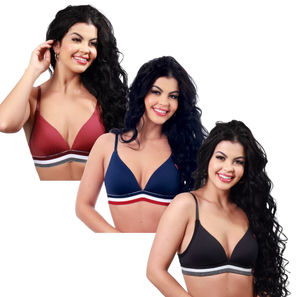 KIT 3 PEÇAS - Sutiã De Bojo Soft Sem Aro Microfibra Com Alça Regulável Atacado