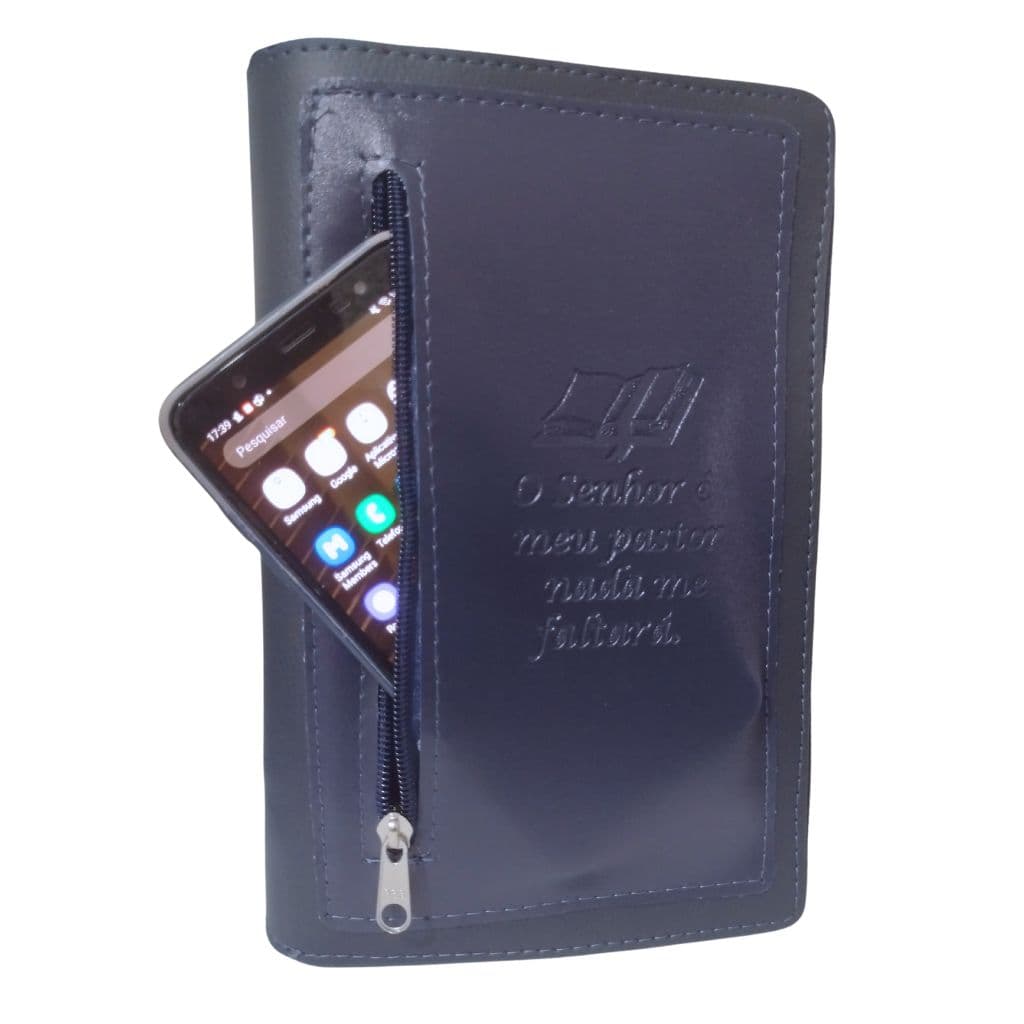 Capa para Bíblia Média com Zíper e Bolso Externo | Nº 11 - Azul