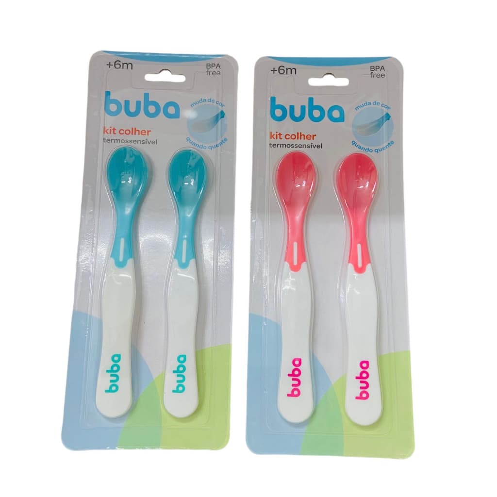 Kit 2 colheres termossensíveis Buba - Colher para bebê termossensível Buba (Colherzinha Para Bebê Infantil Introdução Alimentar Papinha 2 un
