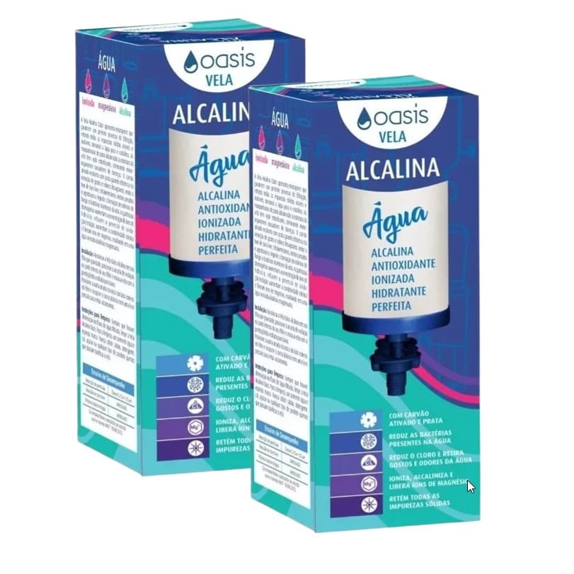 2 Velas Magnésio Prata Coloidal Carvão Ativado Agua Alcalina para Filtro de Barro