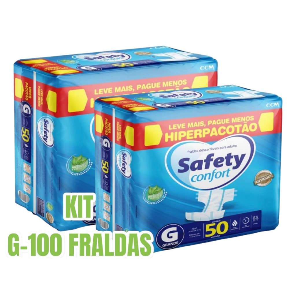 Fralda Geriátrica Safety NOTURNA KIT COM 2 PACOTES top de linha