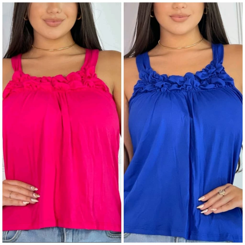 Kit 2 Regatas Femininas com Detalhe Franzido