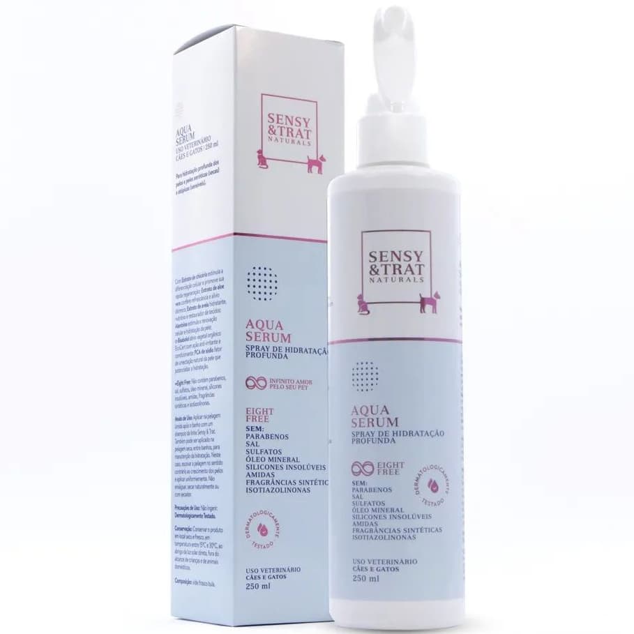 Sensy & Trat Aqua Serum 250ml Spray Hidratante para Cães e Gatos Centagro