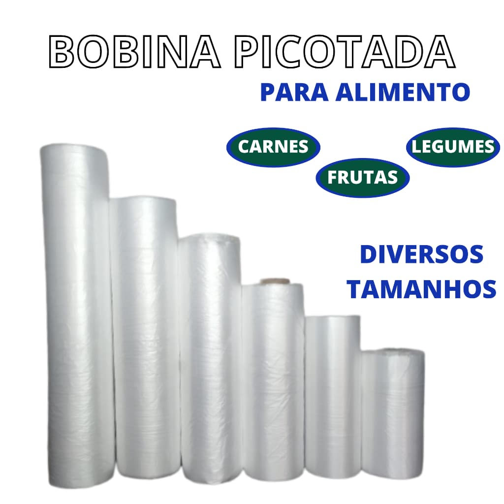Bobina Plástica Sacos Plásticos Picotado Rolo Vários Tamanhos - Ideal para alimentos
