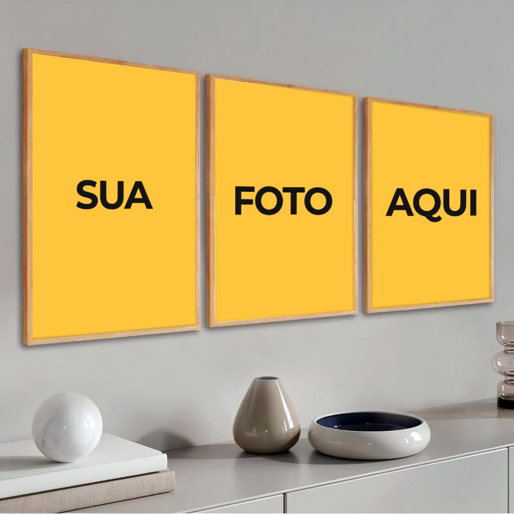 Kit 3 Quadro Decorativo 40X60 Personalizado Com Moldura Foto Grande