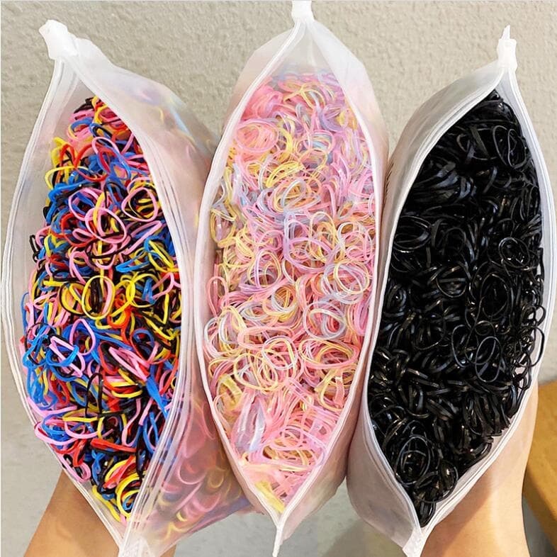 2000 Peças Bolsa Elástico De Cabelo Feminino Descartável Multicolorido