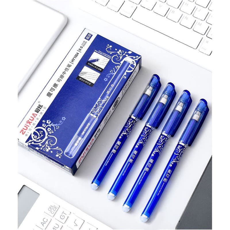 Kit de 12/24  peças Caneta Apagável De Tinta Azul e de Tinta preta 0,4 Mm Caneta De Gel Apagável