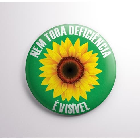 Deficiência Oculta / Deficiência Não Visual / Girassol - Botum / Boton / Broche (3,5cm - 4,5cm)