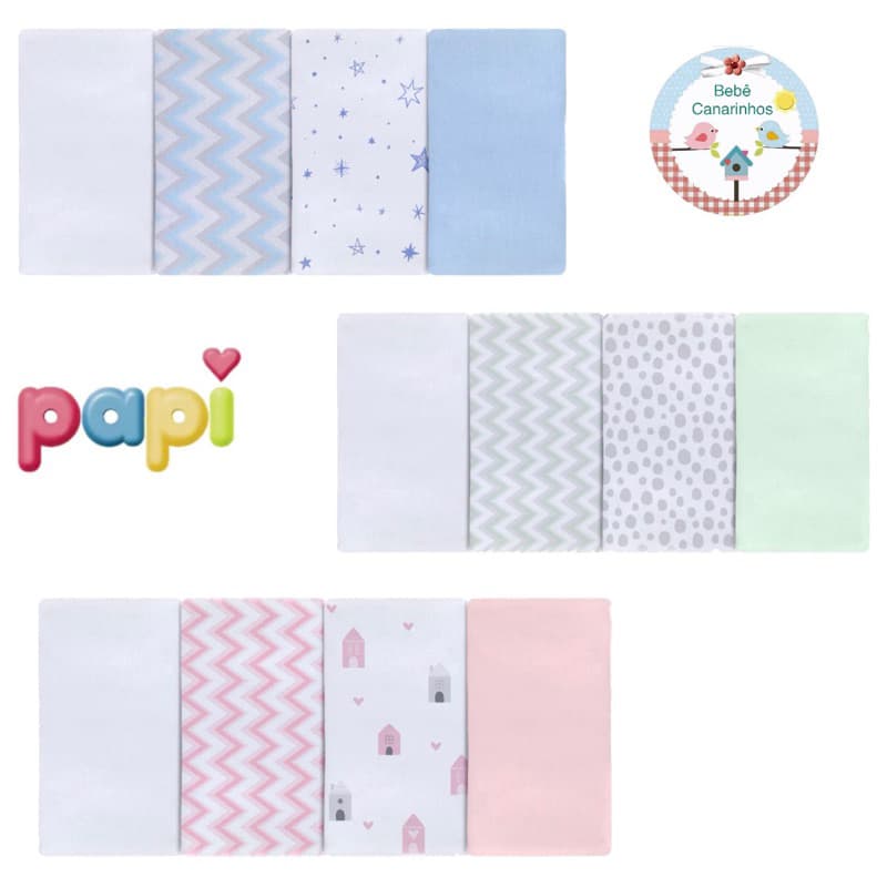 Paninho de Boca FLANELADO com 04 unidades lisas e estampas sortidas!