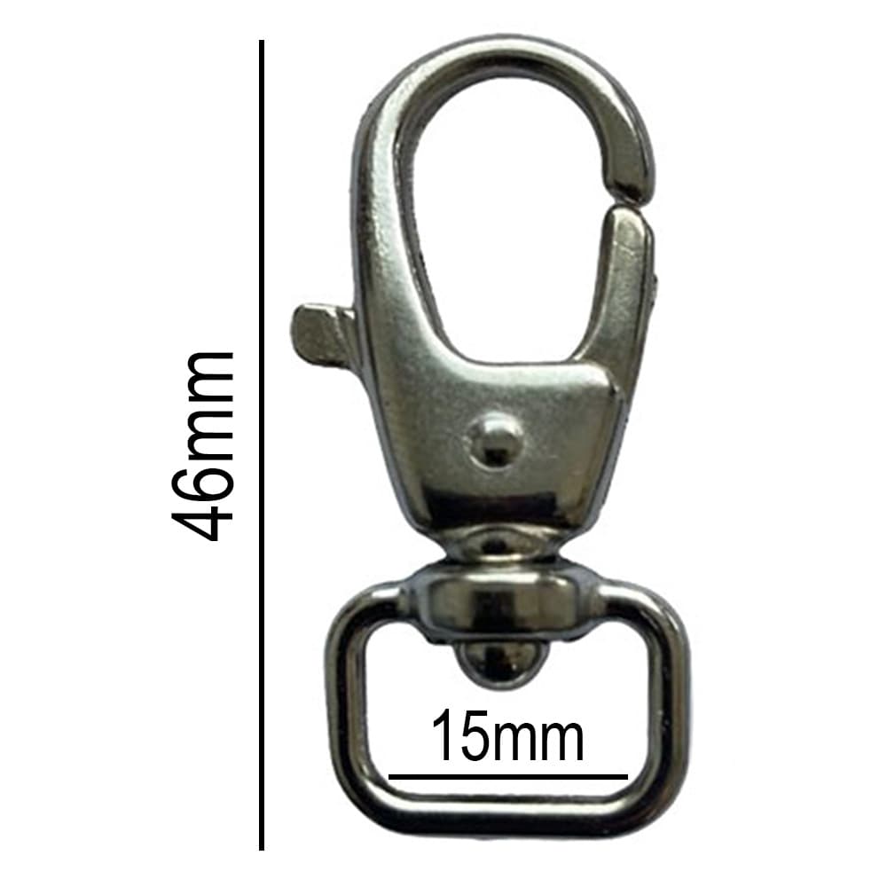 10un Mosquetão 15mm Gancho Fecho Costura Chaveiro Bolsas Mochila Alça