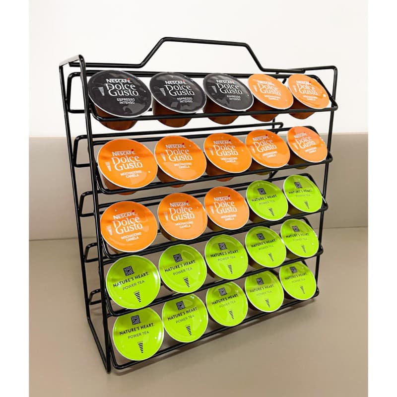Porta Cápsula de Café Dolce Gusto 50 unidades Suporte Reforçado Preto Organizador Suporte Bancada